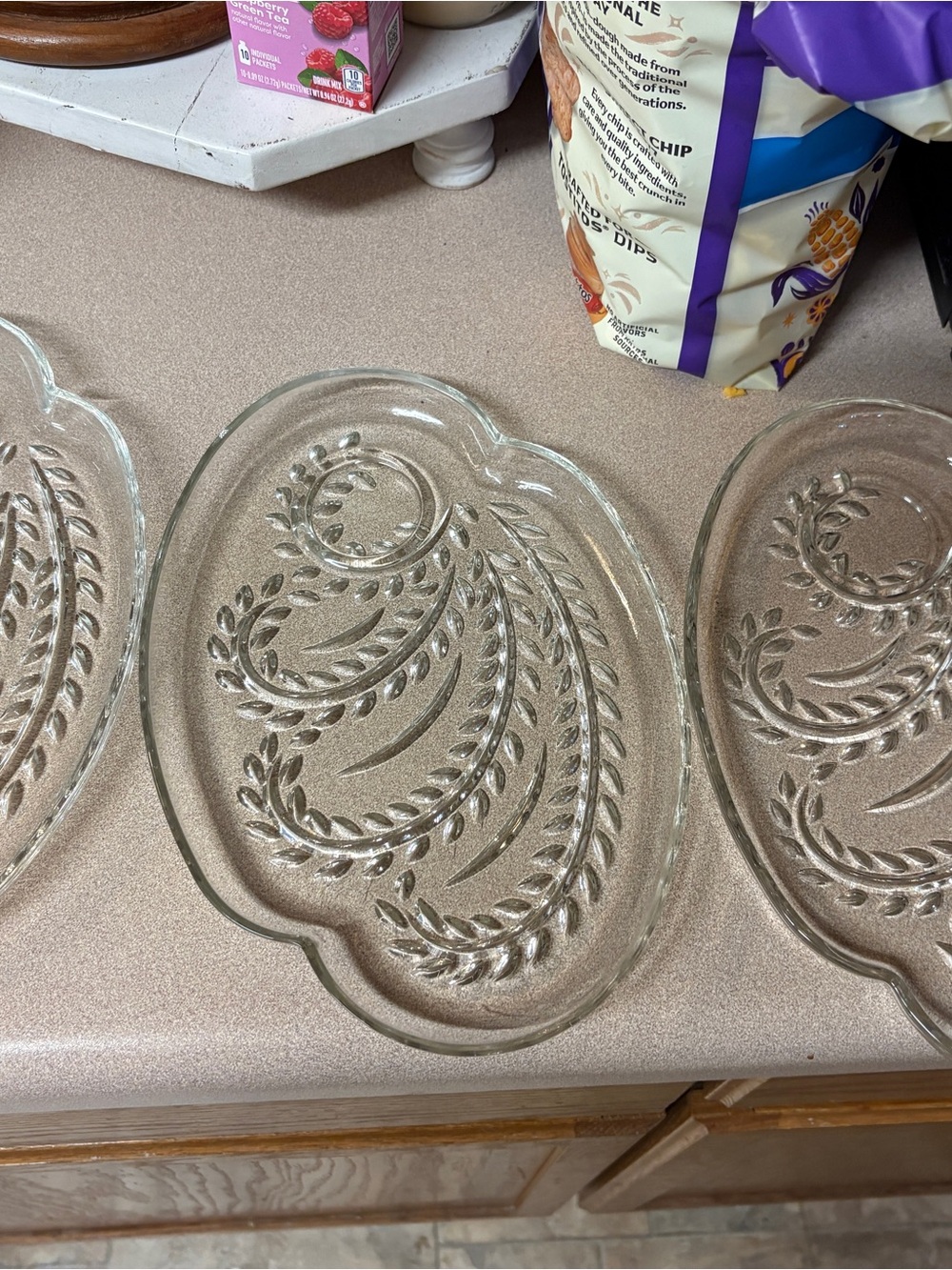 Anchor Hocking Clear Paisley Glass Serving Platter